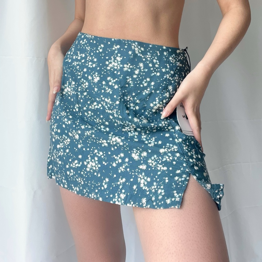 RVCA Blue Floral Mini Skirt